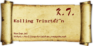 Kolling Trisztán névjegykártya